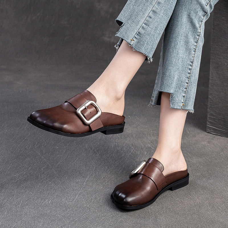 Women's Flat Fashion Toe Box For Outdoors Half British Sandals