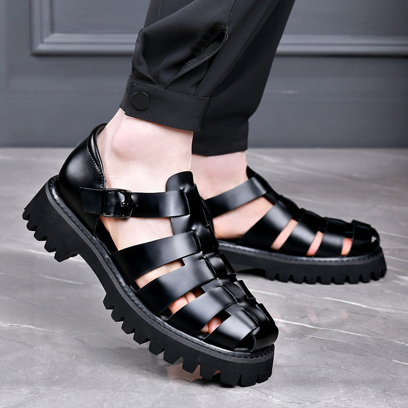 Men's Cool Breathable Lightweight Platform Slip-on Buckle Sandals