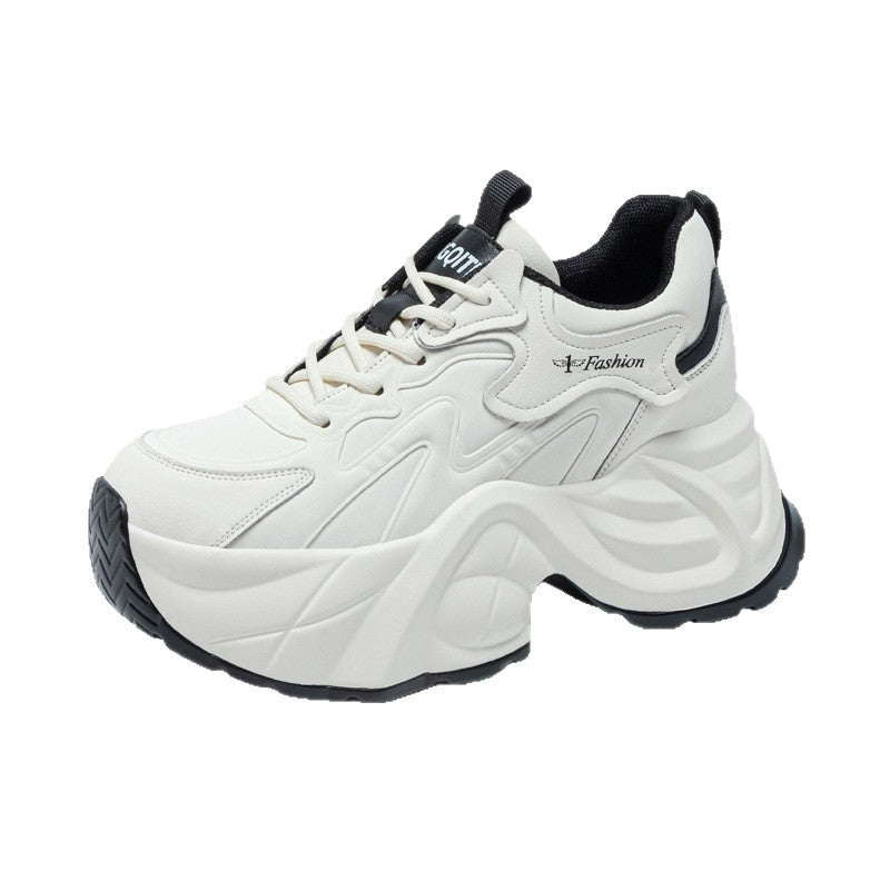 Women's Spring Small Wedge Platform Height Increasing Insole Show Feet Fashion Sneakers