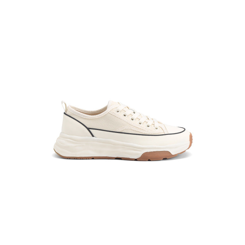Women's Grape Mom Platform Elevator Wild White Soft Canvas Shoes