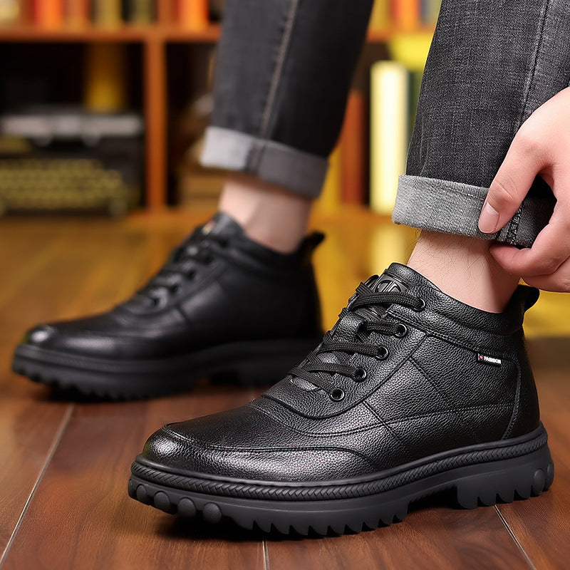 Men's Warm With Veet Thick Cotton Genuine Wool Boots