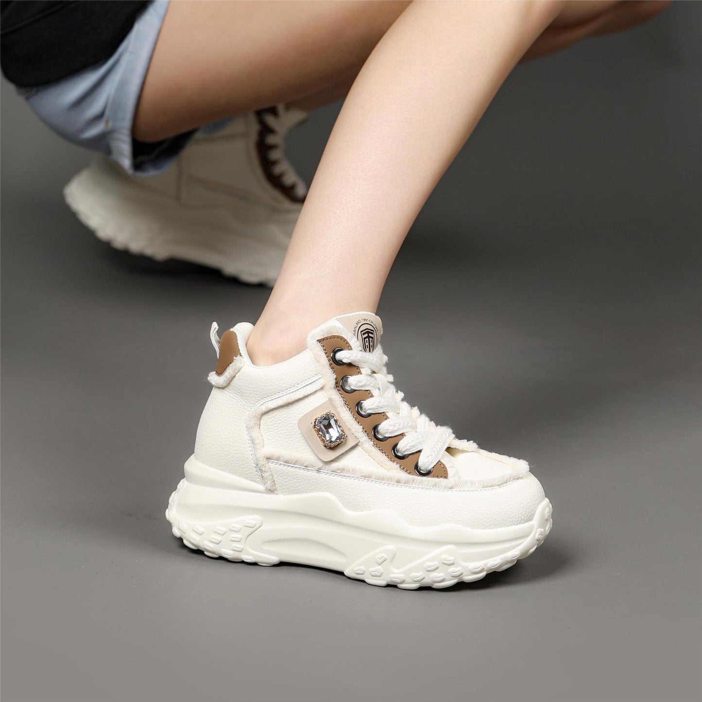 Women's Thick Bottom White For Leisure Sports Casual Shoes
