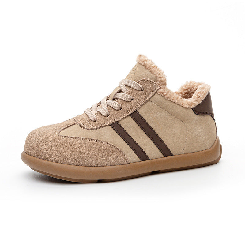 Women's Fleece-lined Vintage Lamb Wool Thickened Thermal Soft Soled Comfortable Casual Shoes