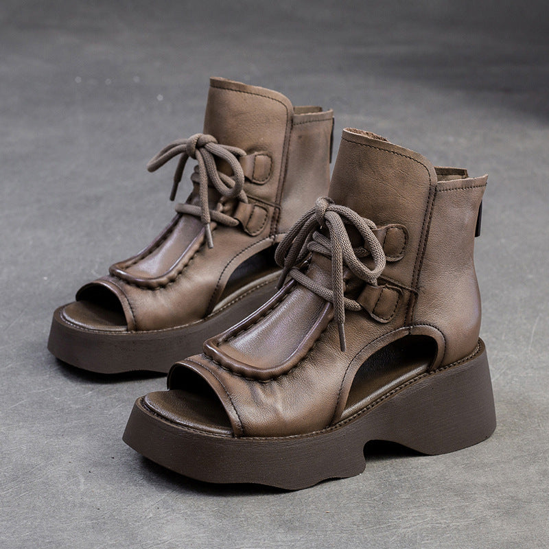 Women's Summer Retro Style Peep Toe Thick Sandals