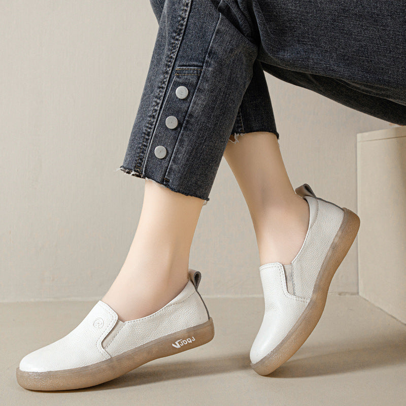 Women's White Breathable Low-cut Mom Slip-on Nurse Casual Shoes