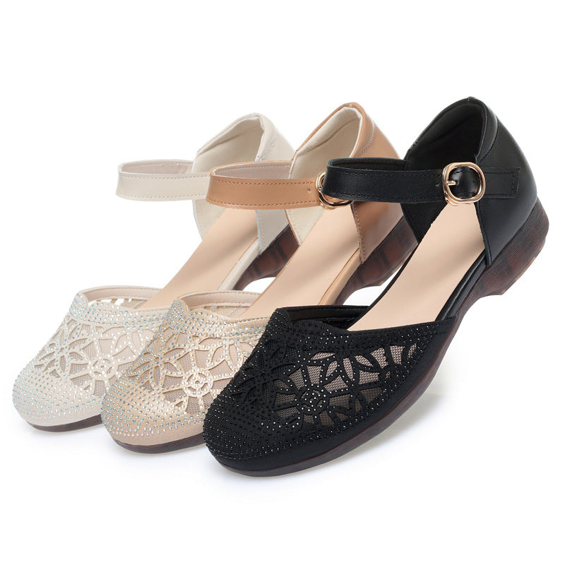 Women's Summer Closed Toe Mesh Flat Soft Bottom Beef Sandals