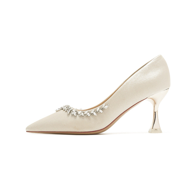 Women's Wedding High Not Tired Feet Pointed Toe Shallow Heels