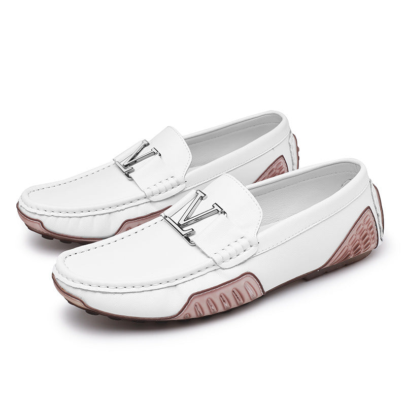 Men's Size Korean Bottom Low Top Slip-on Leather Shoes
