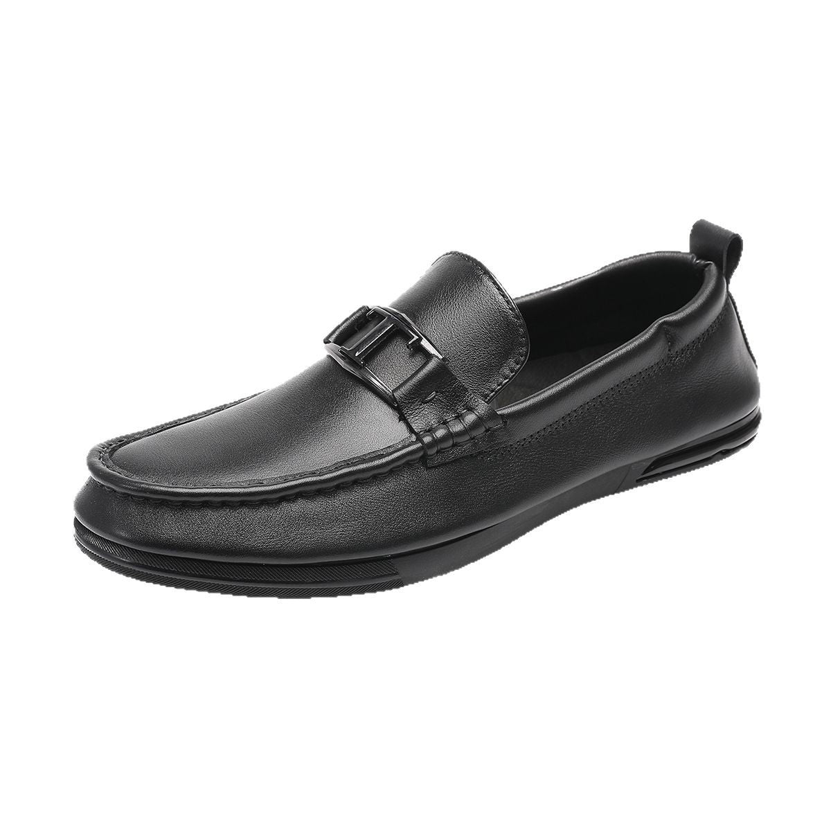 Men's Summer Fashionable Simple Flat Layer Cowhide Soft Loafers
