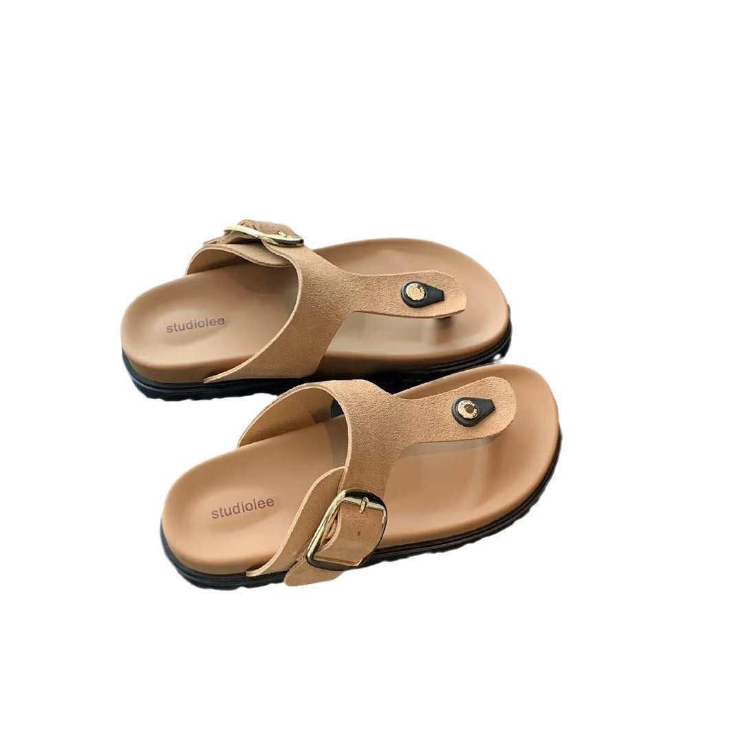 Women's Thick Bottom Soft Flip-flops Wide Adjustable Slippers