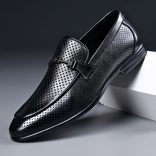 Men's Genuine Summer Mesh Breathable Business Classic Leather Shoes