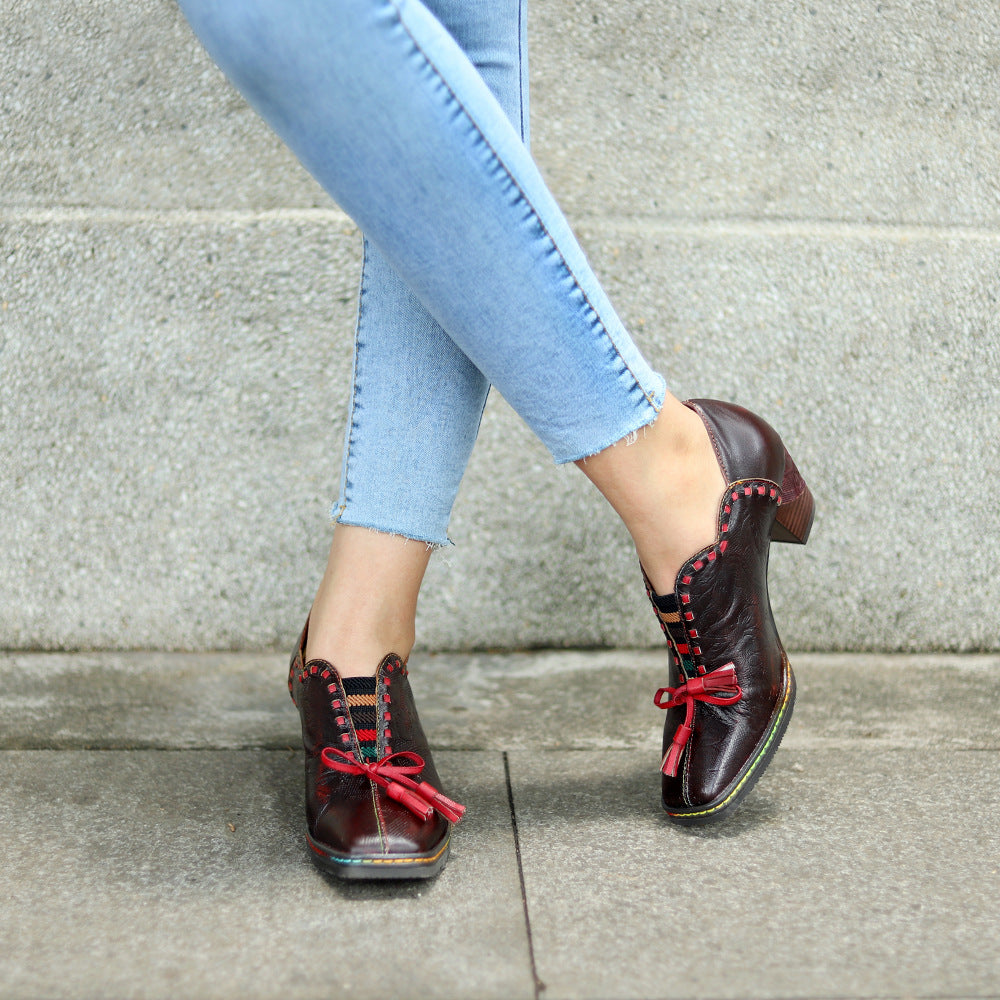 Spring Bowknot Tassel Retro Palace Style Women's Shoes