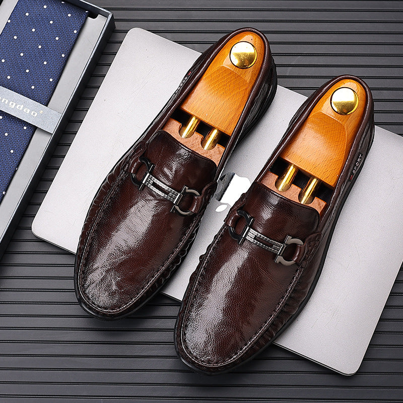 Men's Summer Sheepskin Trendy Soft Bottom Business Leather Shoes