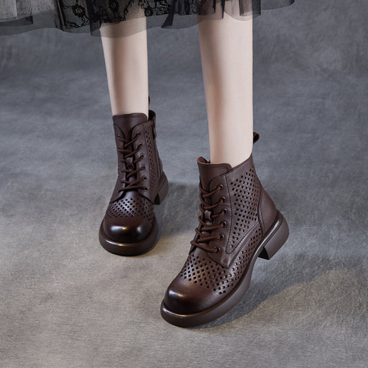 Women's Cowhide Hollow Martin Summer Breathable Genuine Boots