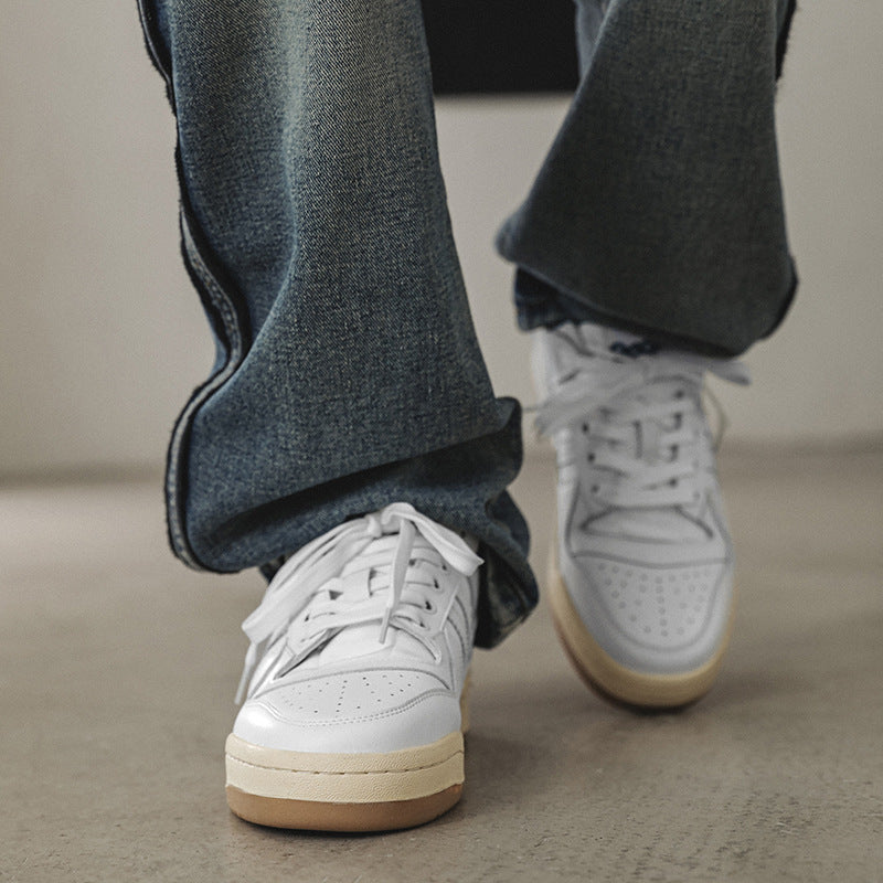 Men's White Breathable Versatile Sports Style Low Sneakers