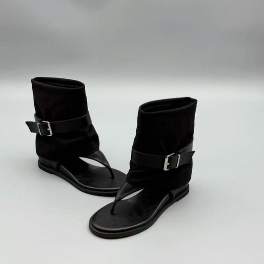 Inner Height Increasing Belt Buckle Pantyhose Heels