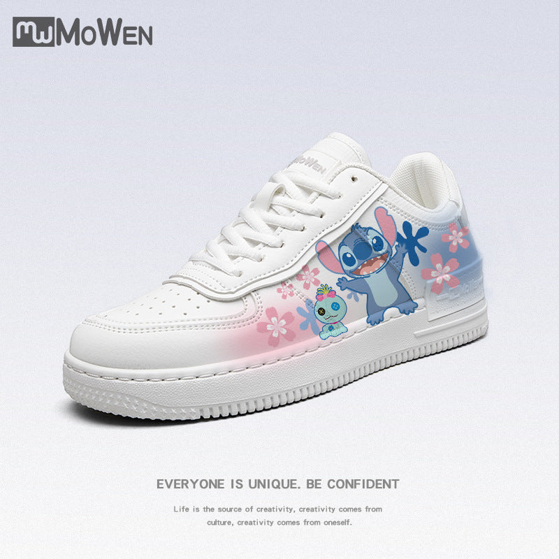 Joint Name Stitch Peripheral White Low Top Canvas Shoes