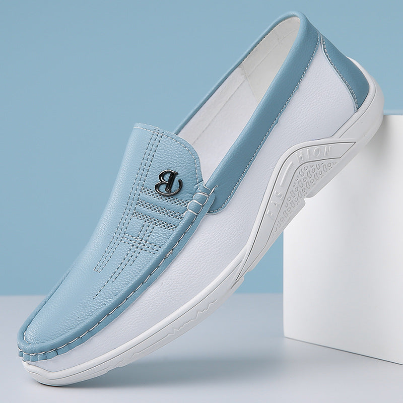Men's Extra Large Size White Slip-on Leather Shoes