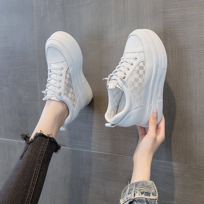 Women's Hidden Platform Korean Fashionable Popcorn White Heels