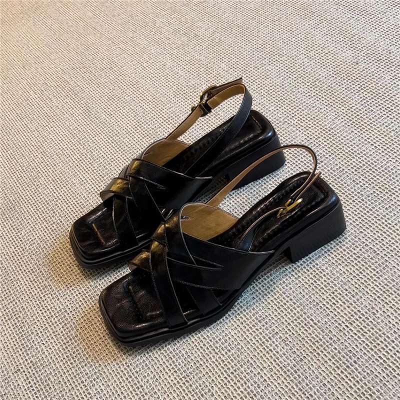 Women's Summer Version Cross Artistic Retro Soft Heels