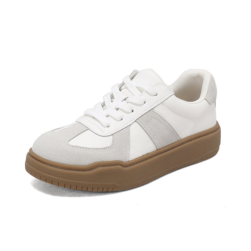 Women's Low Color Matching Cowhide Travel Leisure Sneakers