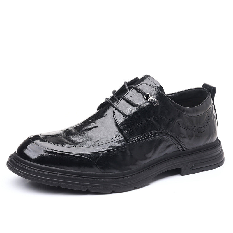Men's Business Handmade Fashion Platform Cowhide Leather Shoes