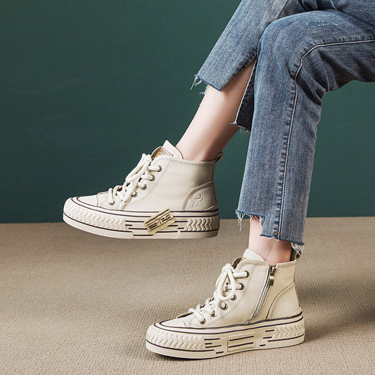 Women's Spring Genuine Platform Flat Comfortable Soft Bottom Casual Shoes