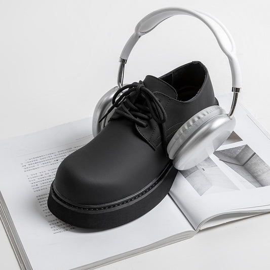 Men's Derby Big Toe Height Increasing Thick Bottom Leather Shoes
