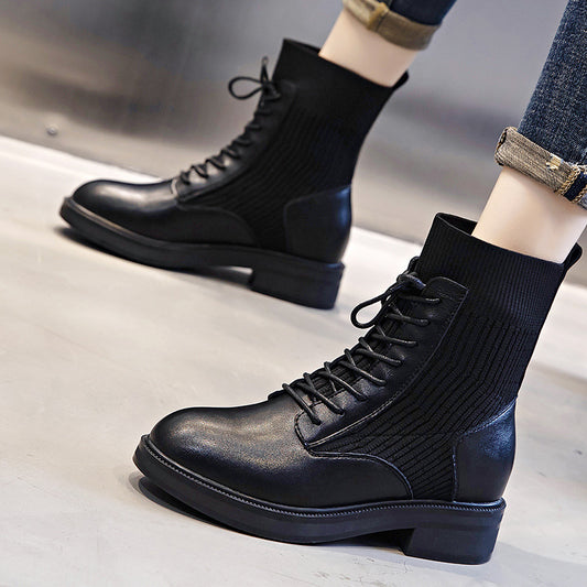 Women's Martin Autumn Thick Bootie Socks Platform Boots