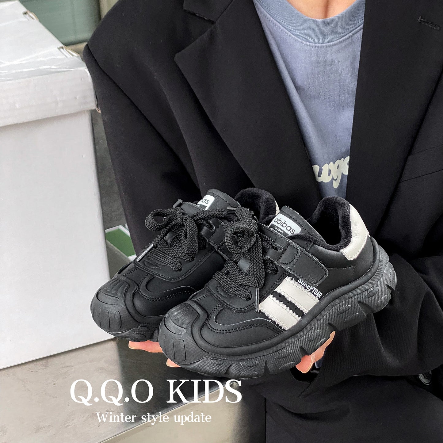 Children's Winter Fleece-lined German Training Korean Boys Kid's Sneakers