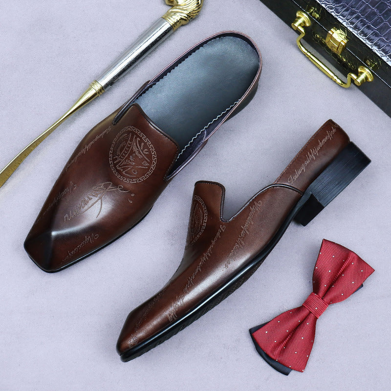 Men's British Business Genuine Drill Half Handmade Men's Shoes