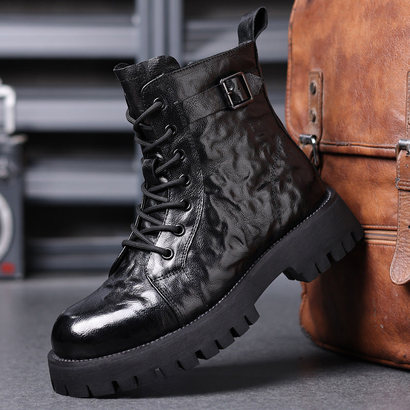 Men's Sheepskin Martin Cotton Genuine Motorcycle Fleece-lined Boots