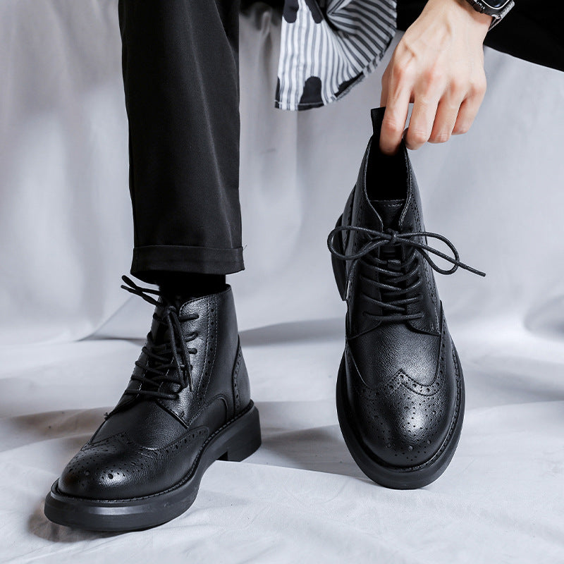 Head Ankle Solid Color Vamp Matching Thick Boots