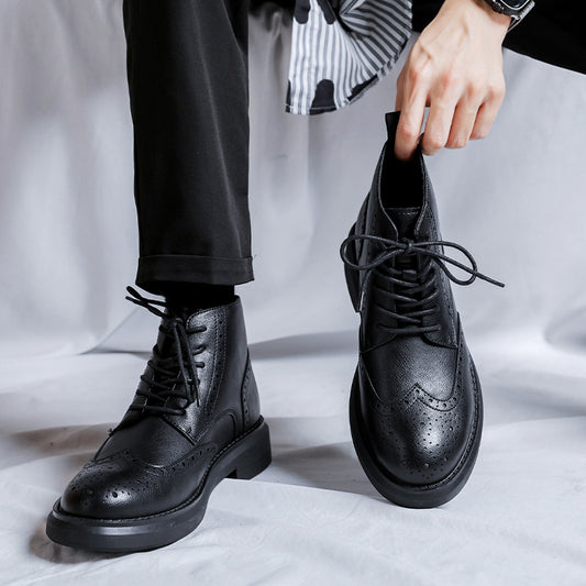 Head Ankle Solid Color Vamp Matching Thick Boots