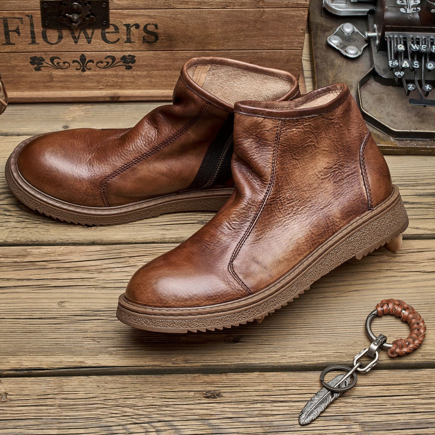 Men's Chelsea Ankle Soft Cowhide Fashion Martin Boots