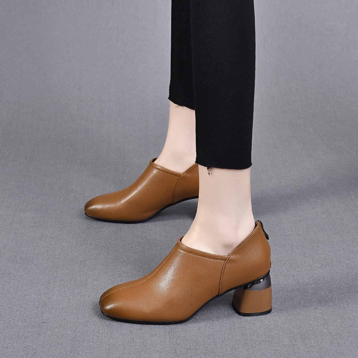 Women's Genuine Deep Mouth Pumps Square Toe Women's Shoes