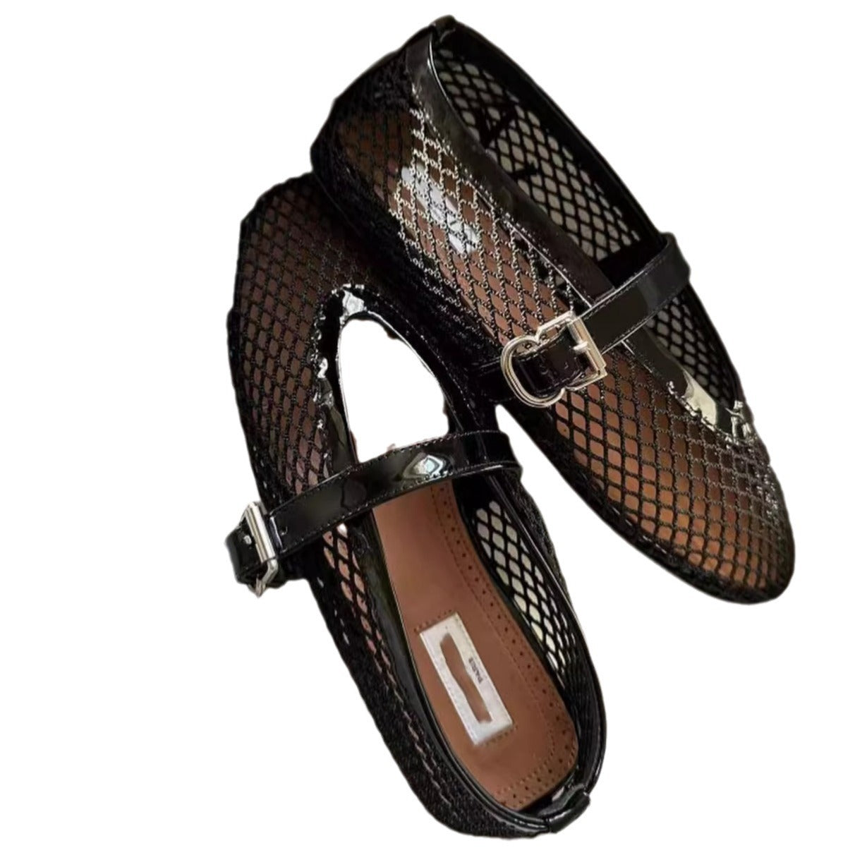 Women's Ballet Flat Hollowed Black Round Pumps Women's Shoes