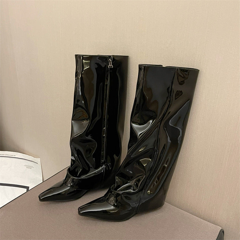 Pipe Black Knee-high Below The Knee Thin Boots