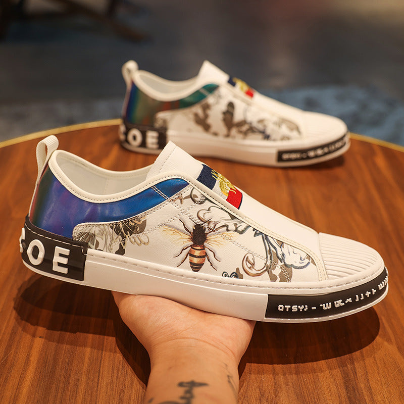 Men's Fashion Summer Breathable Skateboard Trendy White Sneakers