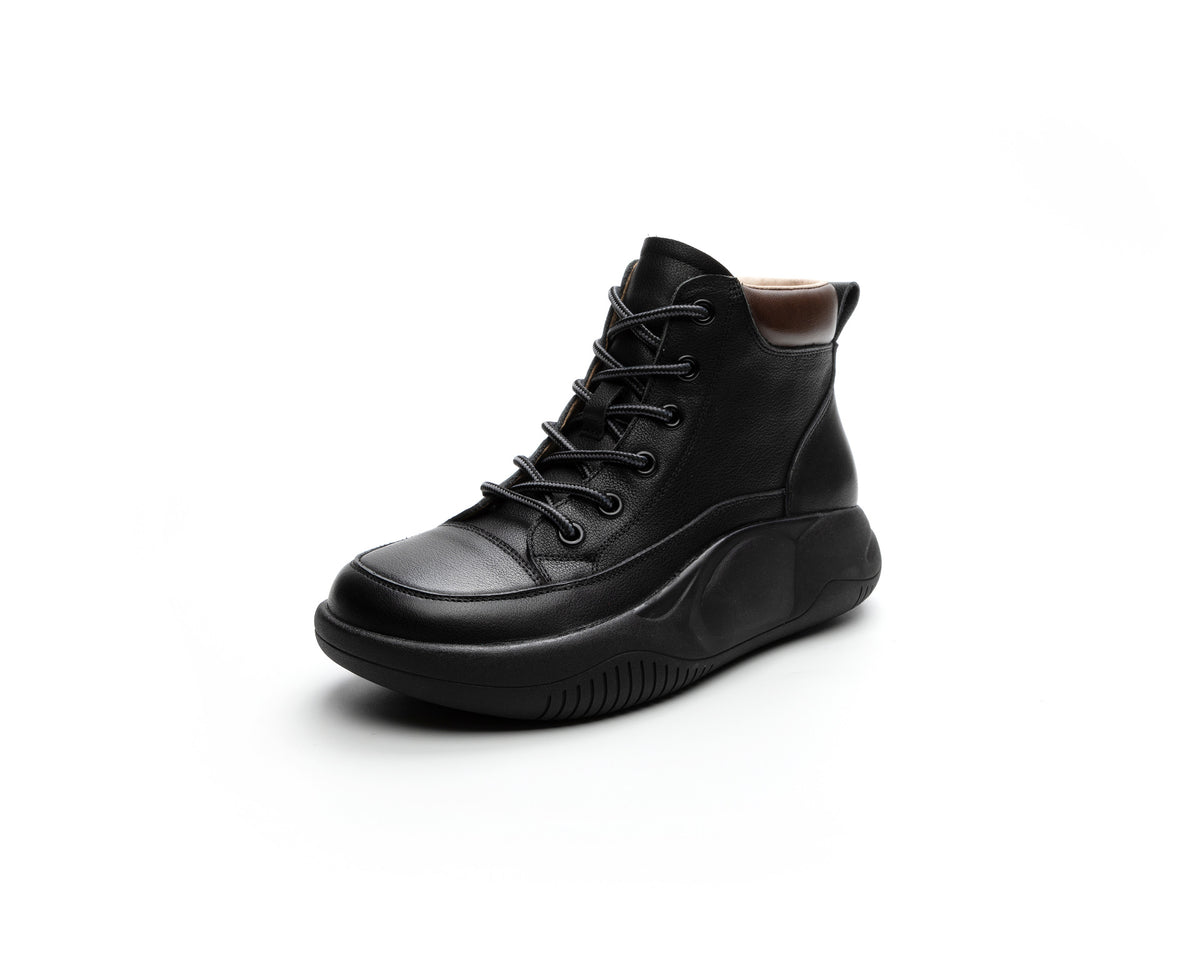 Women's Layer Cowhide Thick Bottom Heightened Single Men's Shoes