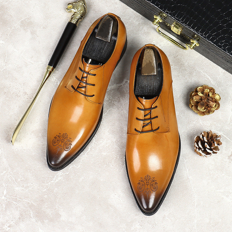 Men's Dress Business Retro Cowhide Green Wedding Leather Shoes