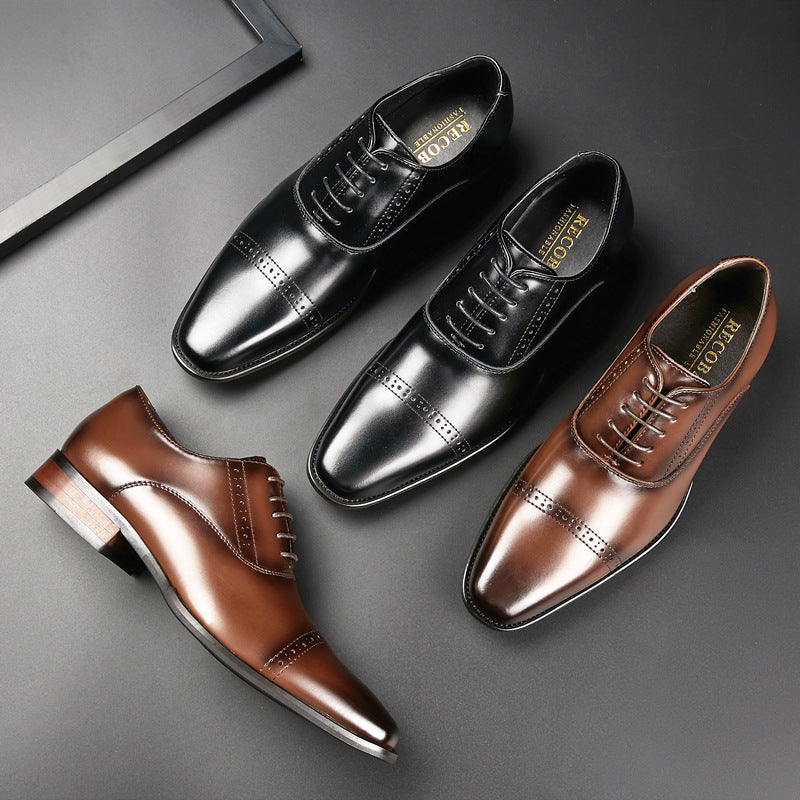 Men's British Style Carved Business Formal Wear Leather Shoes
