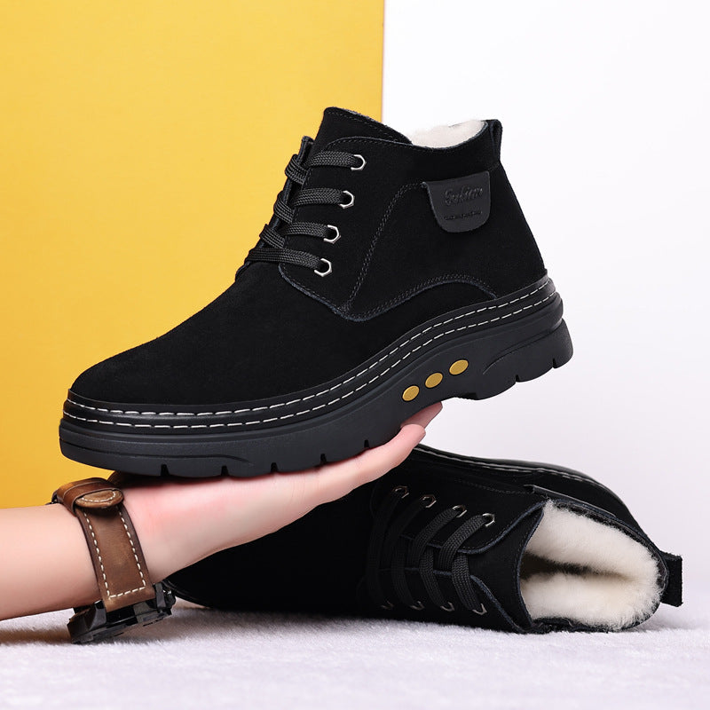 Men's Wool Fur Integrated Warm Leisure Ankle Men's Shoes