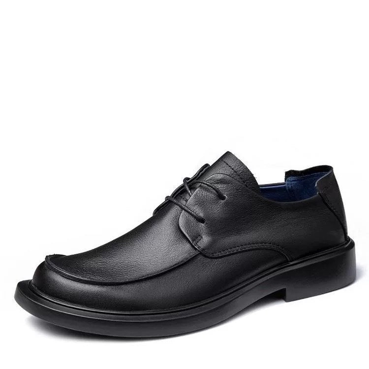 Men's Genuine Cattlehide Surface Breathable Lace Up Big Head Leather Shoes