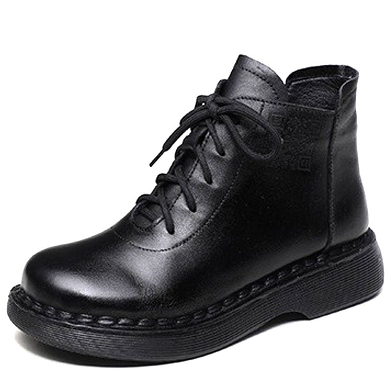Women's Vintage Martin Handmade Round Toe Wedge Boots