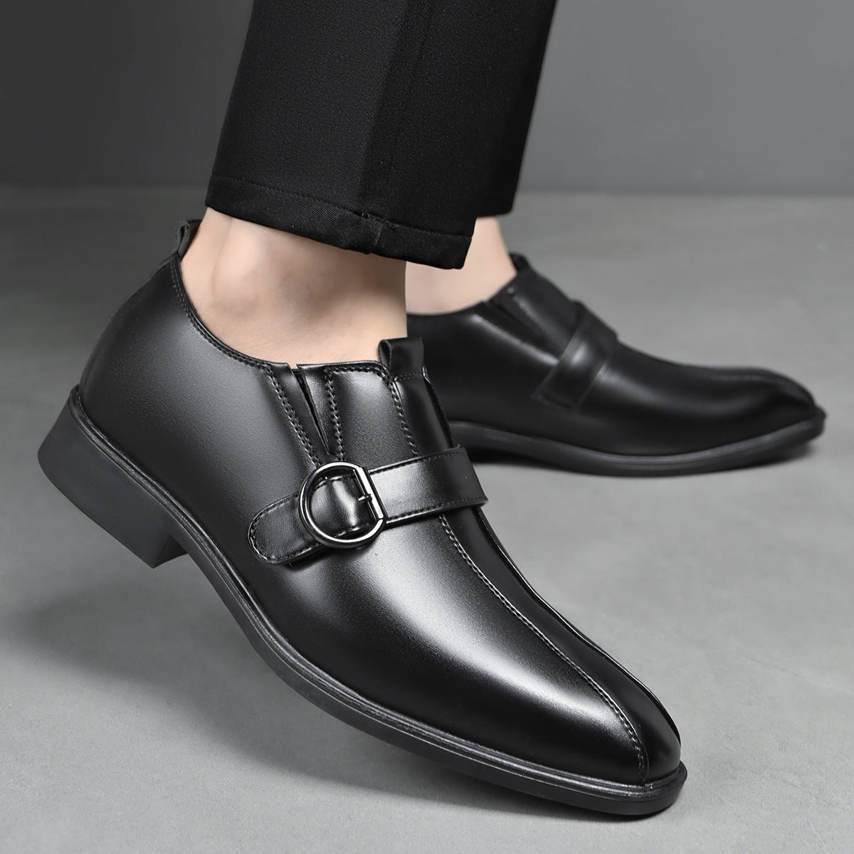 Men's British Pointed Lazy Slip On Korean Leather Shoes