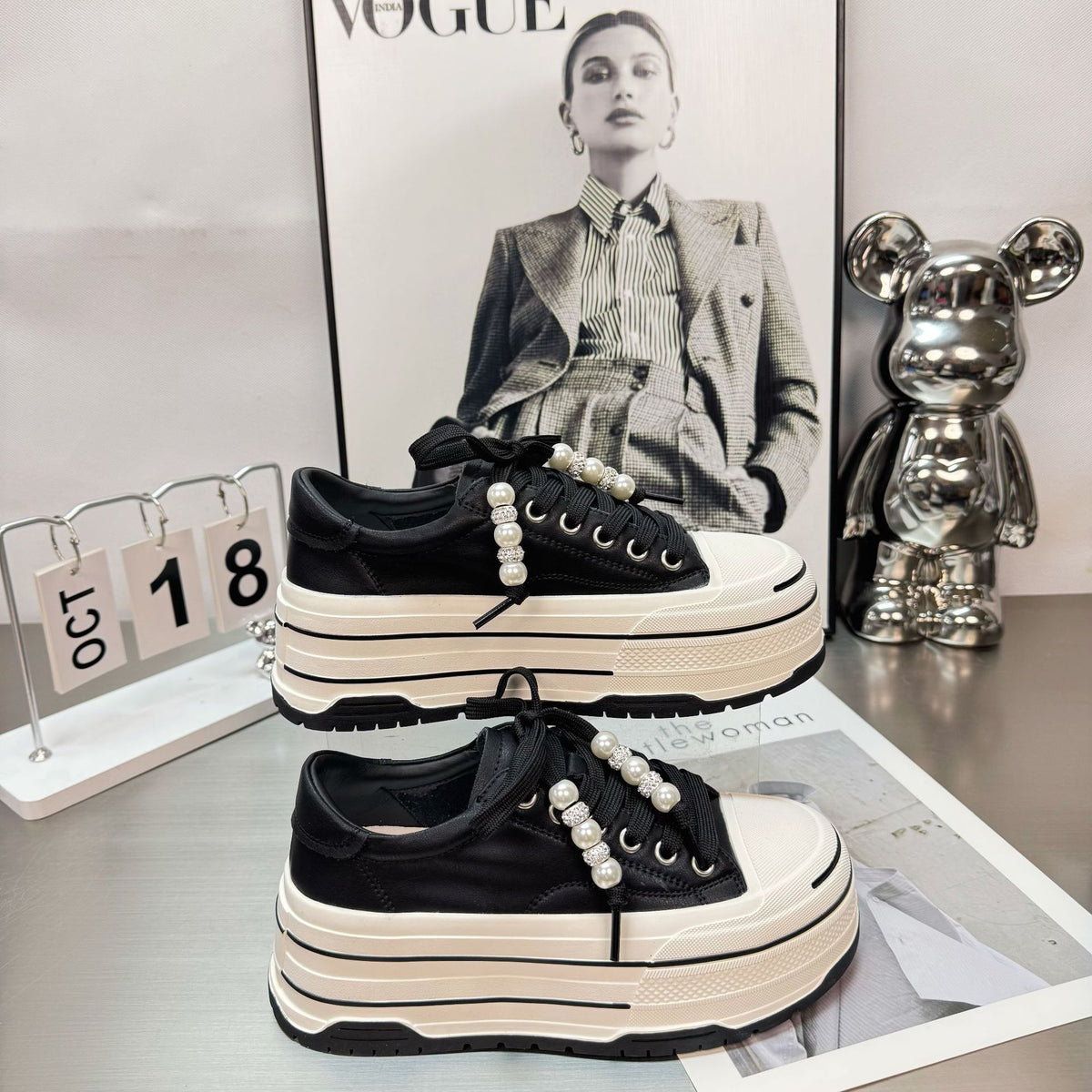 Women's Height Increasing Genuine Platform White Board Fashion Men's Shoes