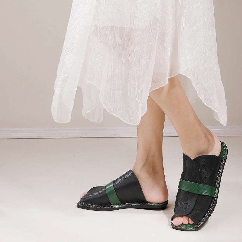 Women's Ancient Square Head Color Matching Soft Sandals