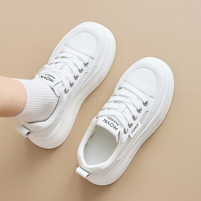 Women's Platform Height Increasing Insole Breathable White Versatile Casual Shoes