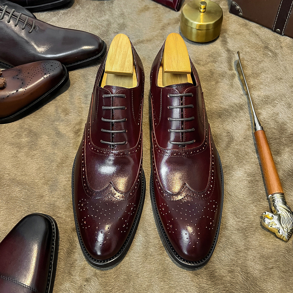 Men's Formal British Business Carved Oxford Brogue Leather Shoes